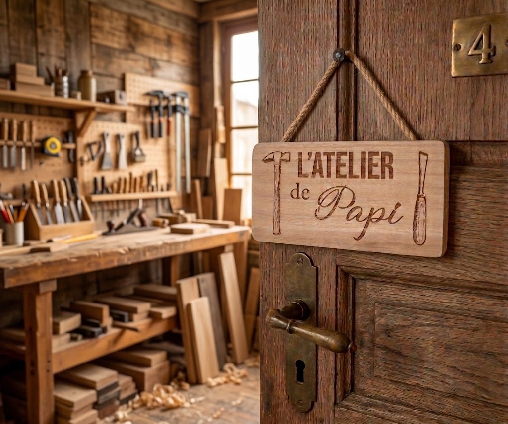Plaque de porte en bois (atelier, bureau, toilettes....)