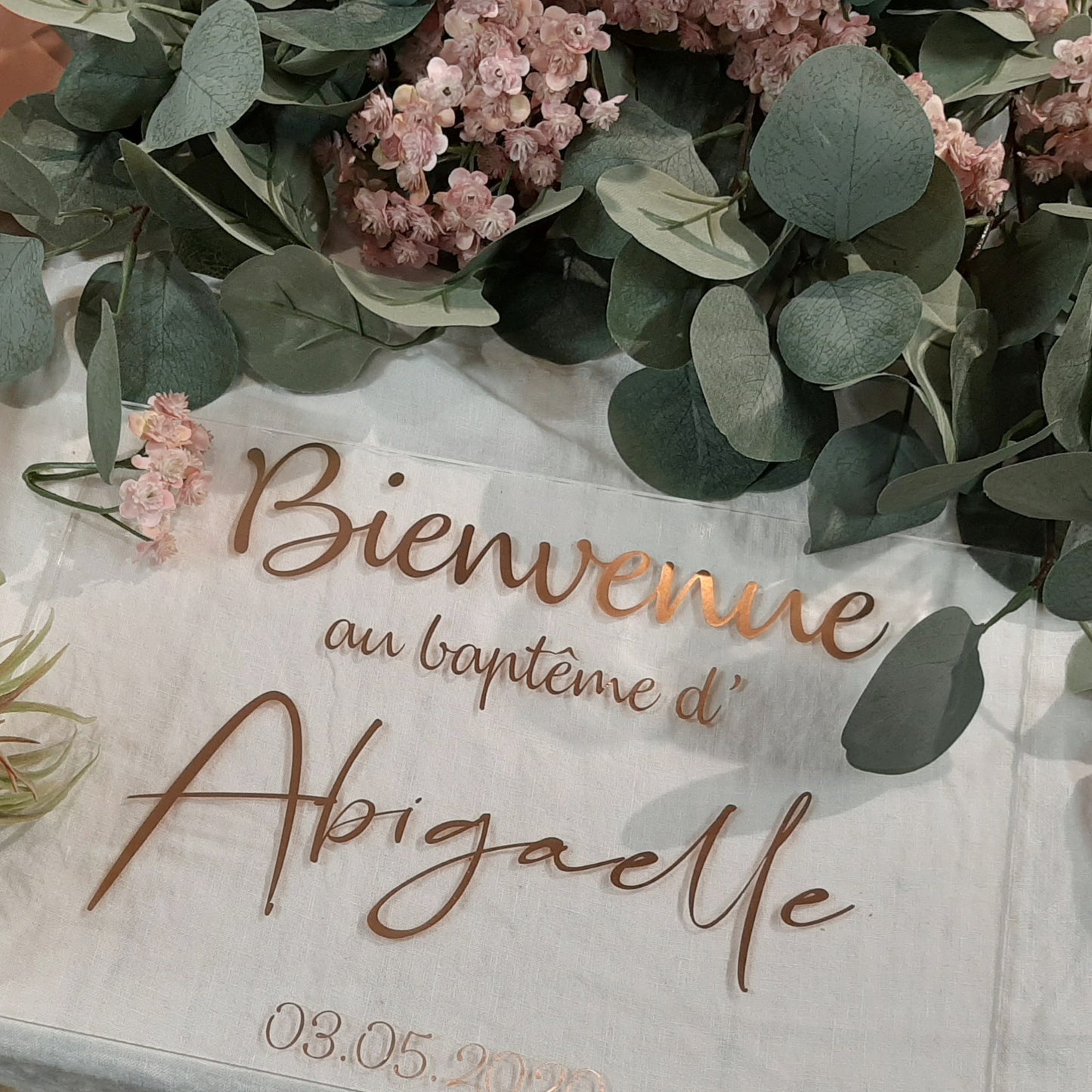 Panneau de bienvenue en plexi transparent