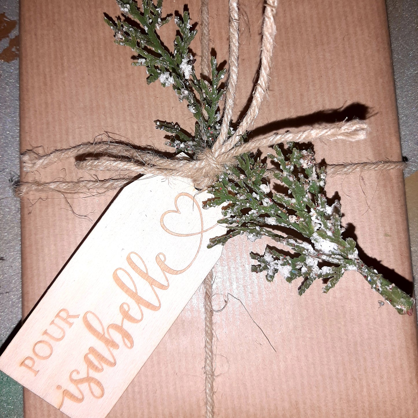 Lot 10 étiquettes cadeau bois
