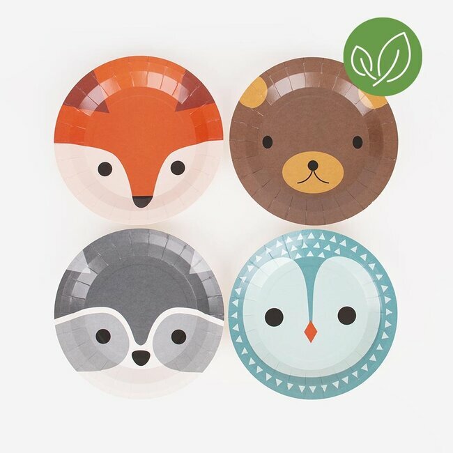Lot de 8 assiettes animaux de la forêt