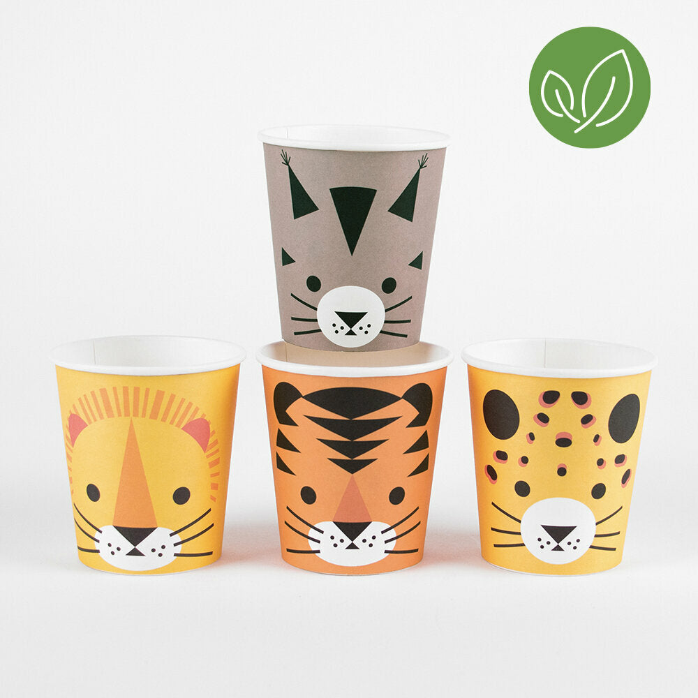 Lot de 8 verres animaux de la savane