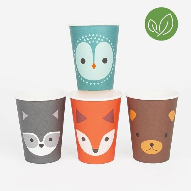 Lot de 8 verres animaux de la forêt