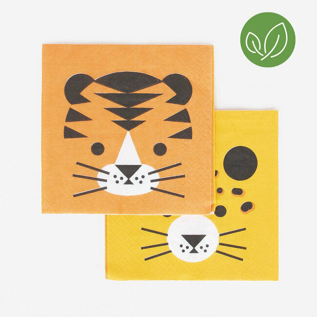 Lot de 20 serviettes animaux de la savane