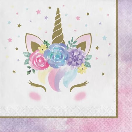 Lot de 20 serviettes licorne