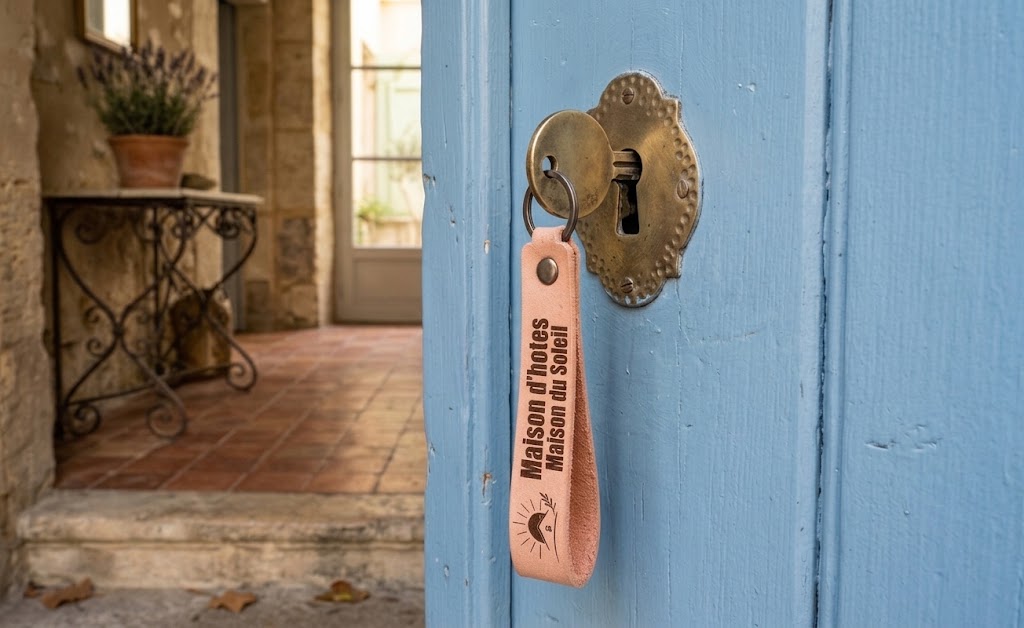 Porte-clef long en simili cuir