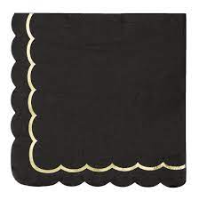 Lot de 16 serviettes noir et or
